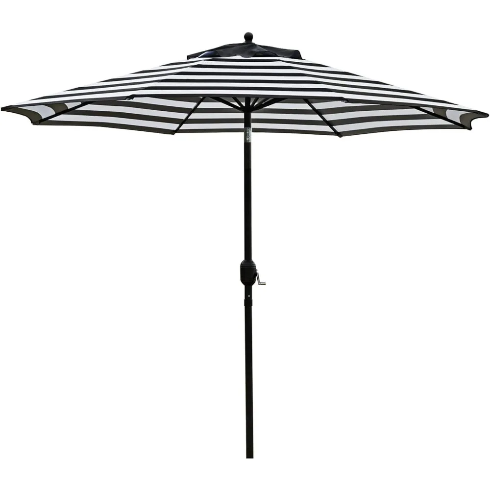 

9' Patio Umbrella Outdoor Table Umbrella with 8 Sturdy Ribs (Black and White)