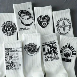 8 pairs of trend cartoon letters autumn and winter stockings casual men's socks sweat-absorbent breathable student high-top