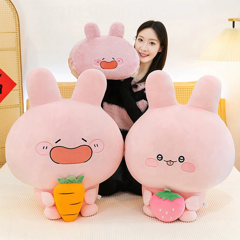 Large Size Asha Mimi Pink Rabbit Plush Toy Funny Expression Stuffed Animal for Kids Birthday Xmas Gift Sleep Pillow Soft Doll
