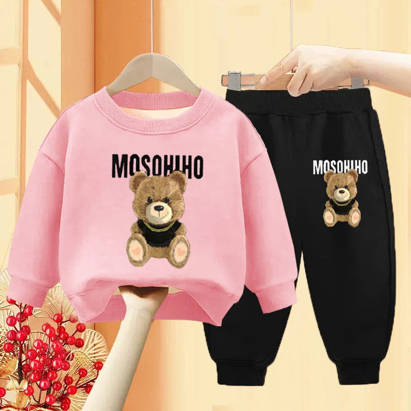 Children Girl Clothing Hoodie Sets Autumn Mother Kids Cartoon Bear Boy Baby 2pcs Outfits Tops Pants Fashion Spring Clothes Suits