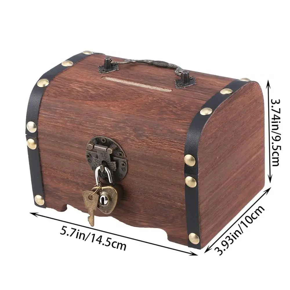 Vintage Wooden Creative Home Decor Decorative Money Saving Box Storage Box Coin Boxes Treasure Box