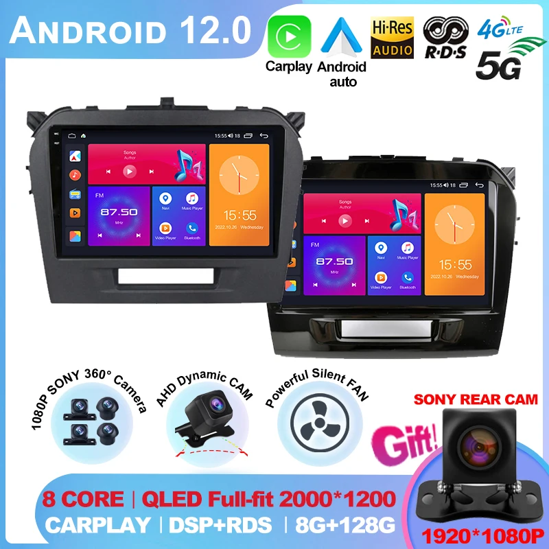 

Android 12 For Suzuki Vitara 2015 - 2019 Car Radio Stereo Multimedia Video Player Navigation GPS Wireless Carplay DSP RDS