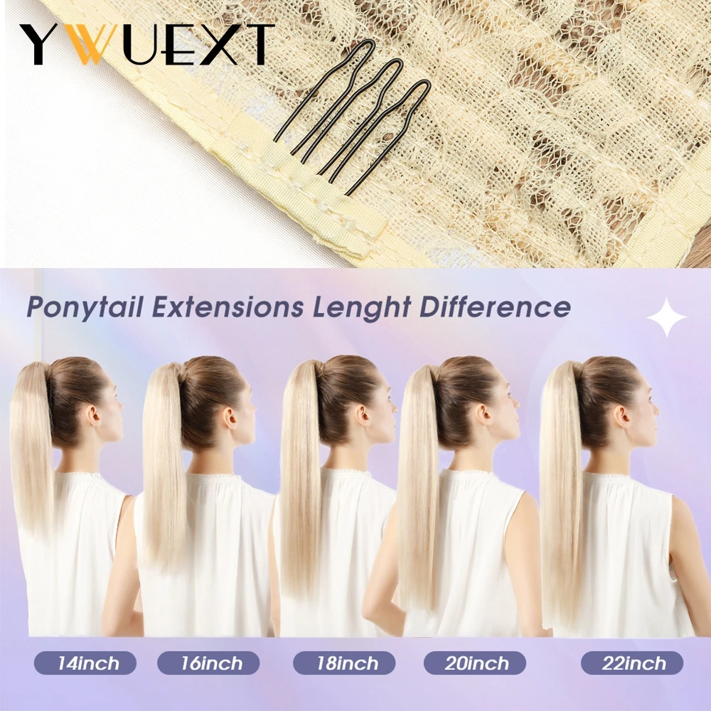 YWUEXT-ブラジルのナチュラルヘアエクステンション,クリップ付きの本物のポニーテール,レミー品質,14インチ,18インチ,20インチ,24インチ,60〜100g