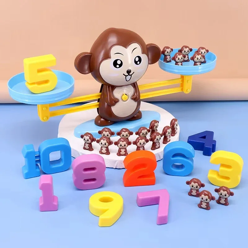 Macaco equilíbrio matemática brinquedo do bebê montessori cedo educacional balanceamento escala brinquedos material de ensino jogos de mesa presentes interativos