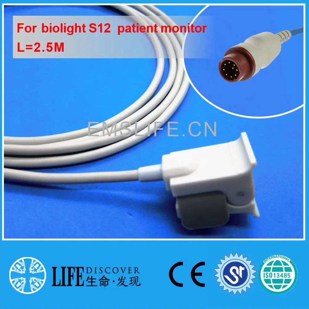 مستشعر Spo2 بمشبك إصبع AWT للبالغين قابل لإعادة الاستخدام متوافق مع جهاز مراقبة المريض Biolight S12 معدات طبية للأطفال حديثي الولادة Ymodel