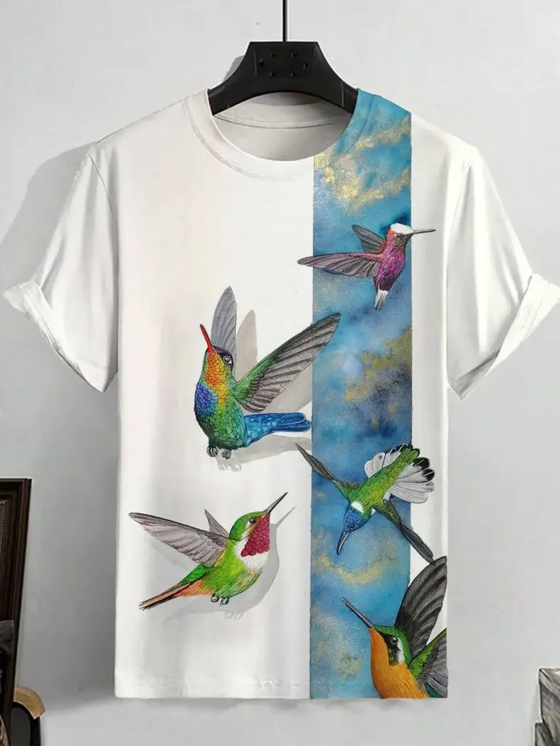 Lino Bird T-Shirts Animal 3D Print Men Women Casual Hip-hop Round Neck Short Sleeve T Shirt Harajuku Y2K Top Tees Men's Clothing
