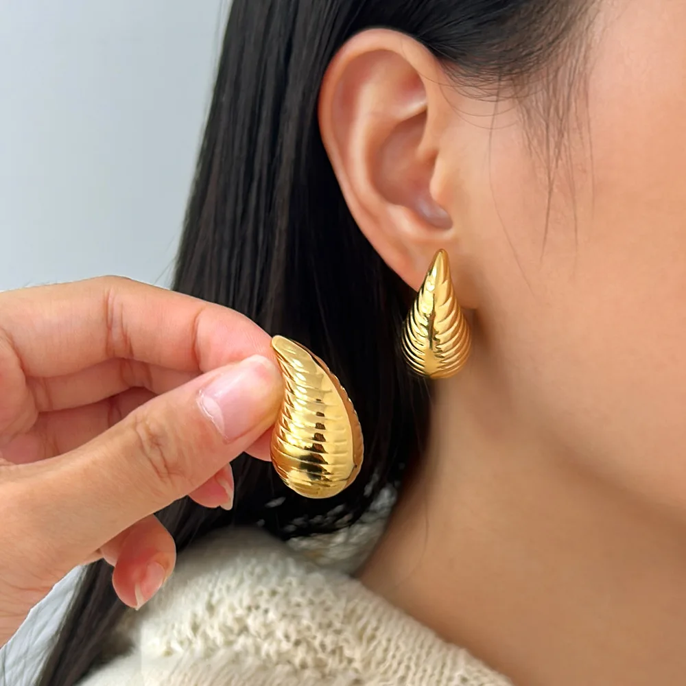DIY accessories  hot-selling high-end titanium steel women's earrings, chubby personality, light luxury hollow earrings, high-en