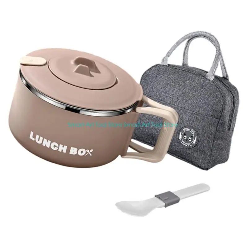 E1PB Stainless Steel Microwaveable Lunch Container 1200ml With Silicone Seal Noodles Bowl For Students Worker