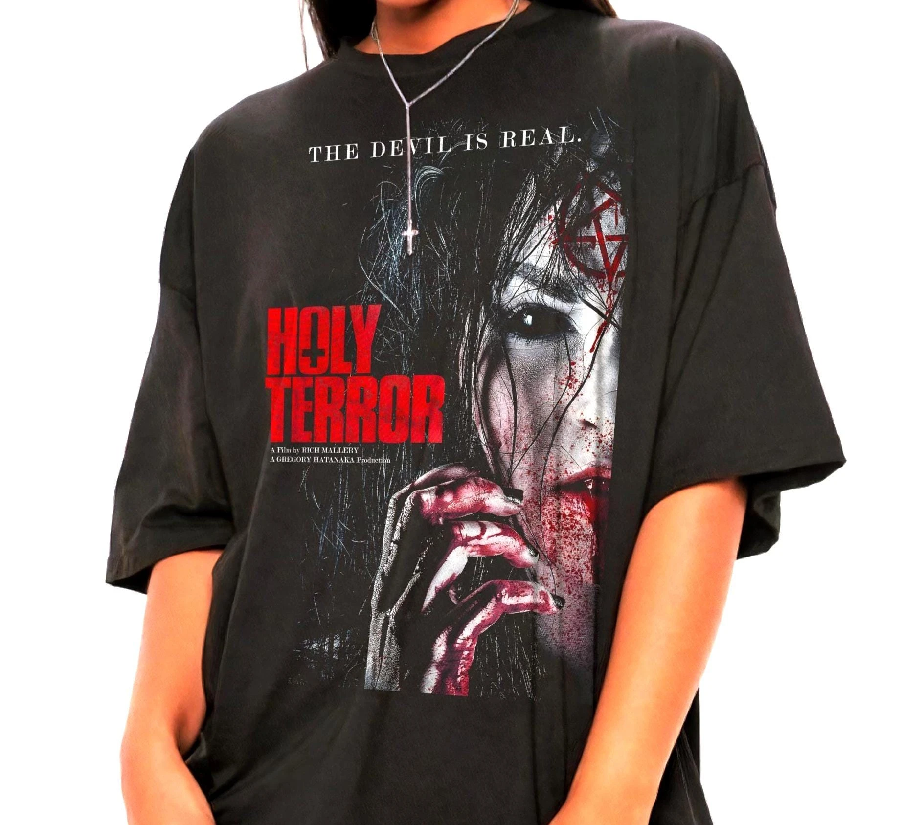 Holy War Theme T-shirt - Retro Horror Movie T-shirt, Retro Alice Sweetheart T-shirt, Halloween Gift Printed Pattern T-shirt