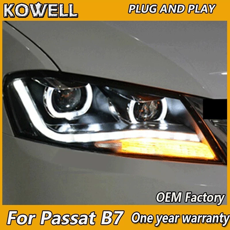 

KOWELL Автомобильный Стайлинг для VW Passat B7 Фара 2012-2016 Passat B7 Фара EUR DRL Указатель поворота Ближнего и дальнего света Объектив проектора