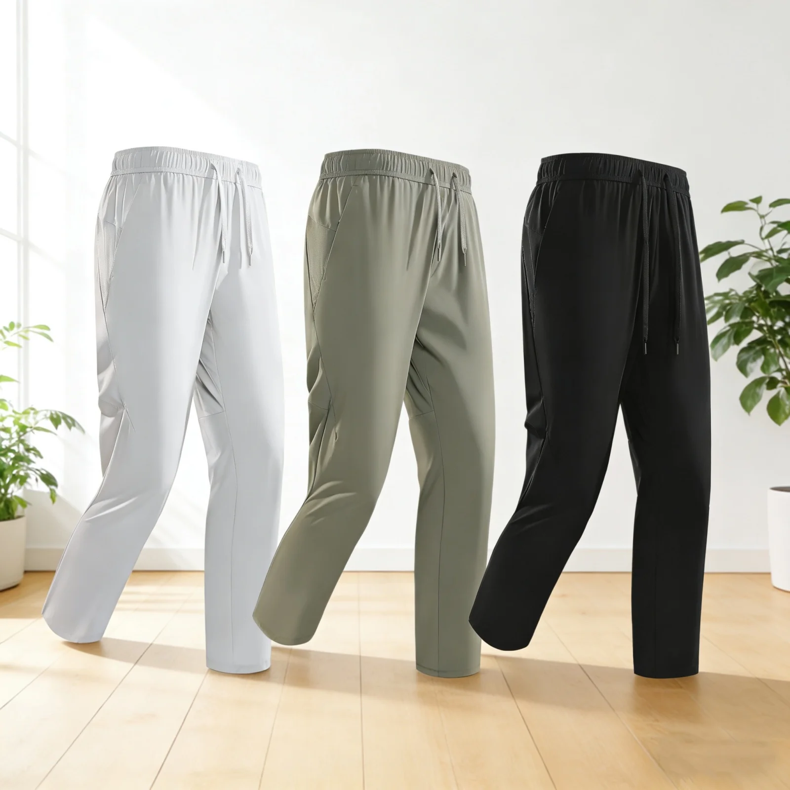 

Спортивные брюки из нейлона 70D с эффектом хлопка, не мнущиеся, легкие, прямого кроя, быстросохнущие, дышащие, повседневные