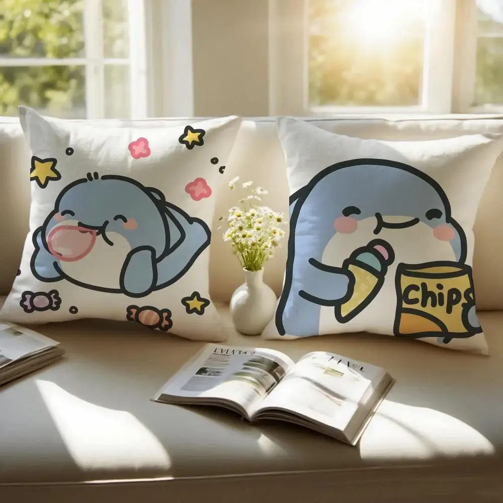 Cute Sharks Monster Picture Cushion Cover Cushion Cover Soft & Easy-Wash Versatile For Couch, Bed, Travel And Office