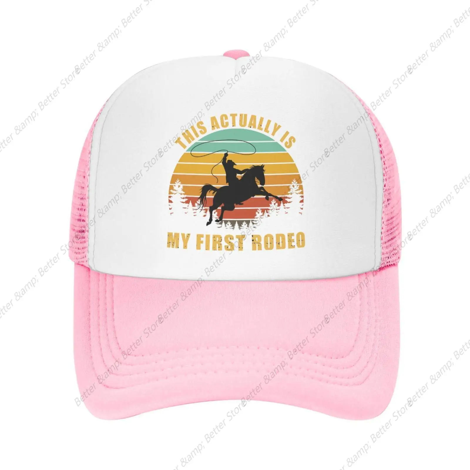 Funny Country Life Howdy Cowboy Baseball Hats This Actually is My First Rodeo Hat Pink