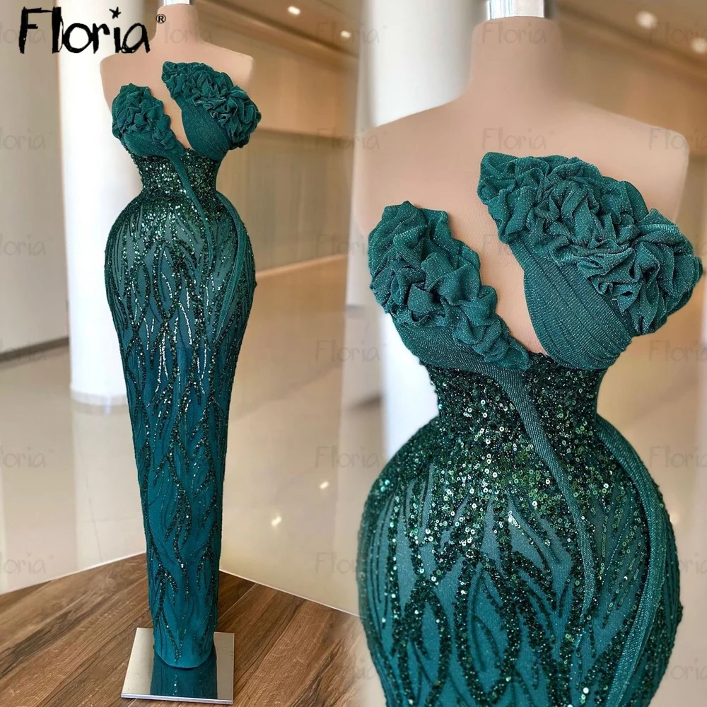 

Unique Design Emerald Green Stacked Floral Neck Evening Dress 2023 Women Formal Prom Party Gowns Beaded Tailor Madeвечернее плат