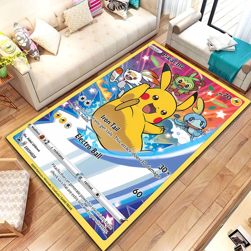 Pokemon Card Series Anime Poster Large Area Rug 3D Carpets Home for Living Rooms Kids Bedroom Sofa Doormat Decor Child Floor Mat