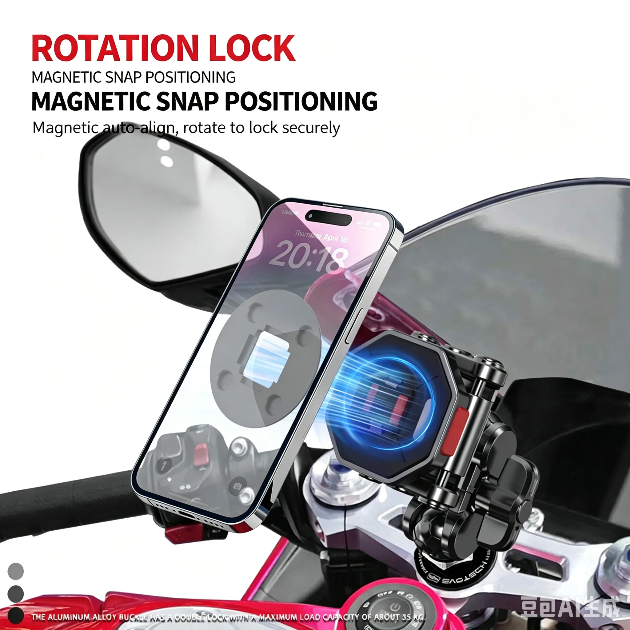 JIFENGHAO for Model compatible with Zhang Xue 500rr phone holder, anti-shake, waterproof, quick-release magnetic suspension shoc