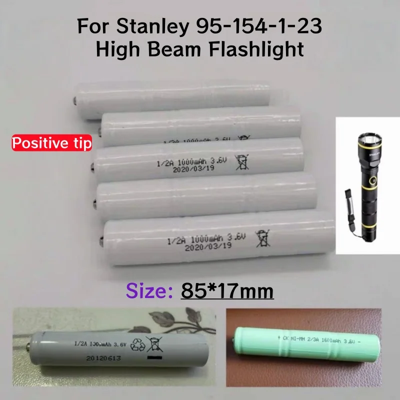 

Brand New 1/2A Large Capacity 3.6V-1000mAh 1600mAh Rechargeable Battery, for Stanley 95-154-1-23 High-intensity Flashlight