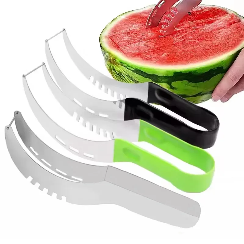 Kitchen Watermelon Slicer Stainless Steel Watermelon Knife Cutter Fork Kitchen Accessory Gadget Artifact Salad Fruit Digger Tool