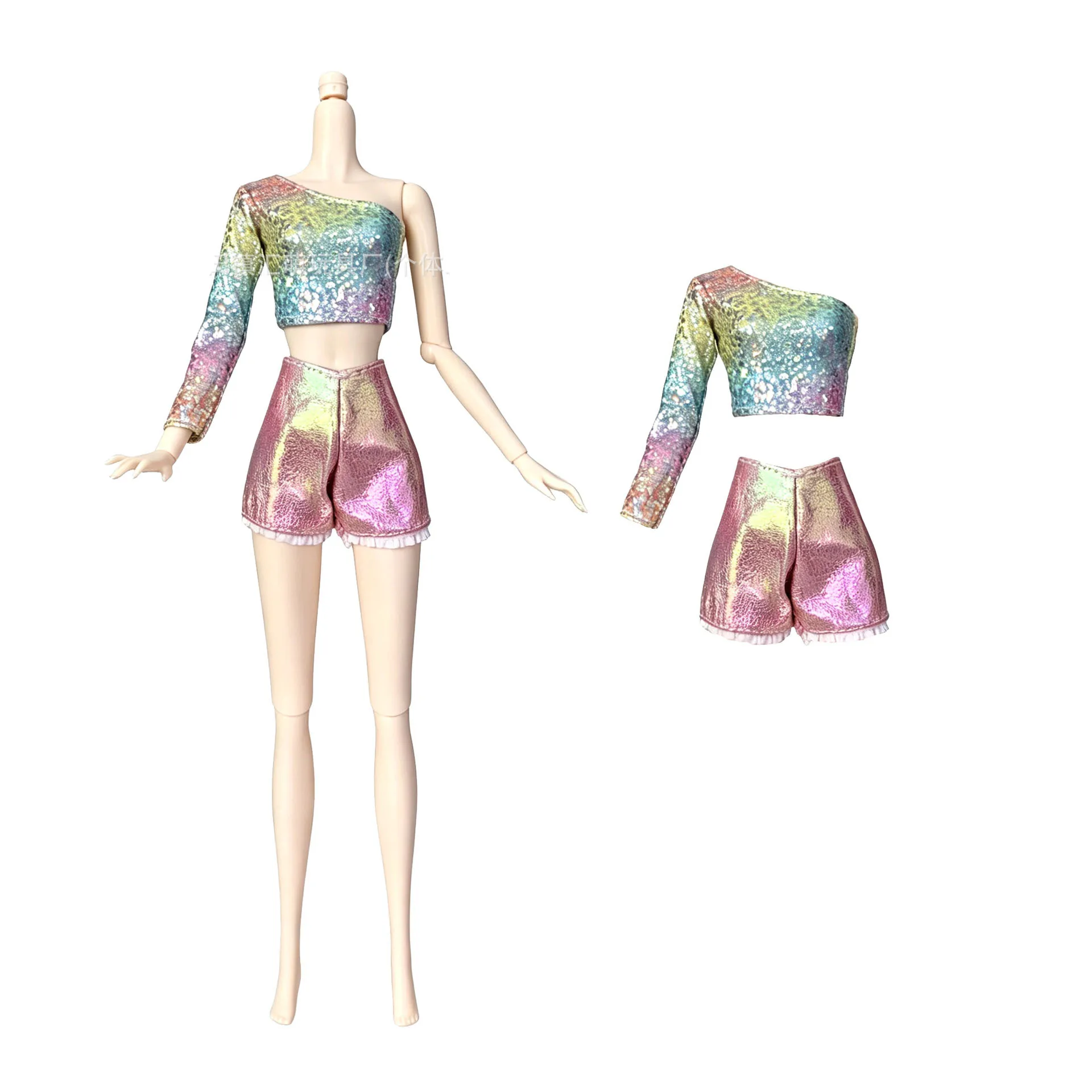 1/6 Doll Clothes Accessories Fashion Shimmery Vests/one-shoulder Tops/Shorts/Skirts For 30cm FR Babi Supermodel Doll Dress Up