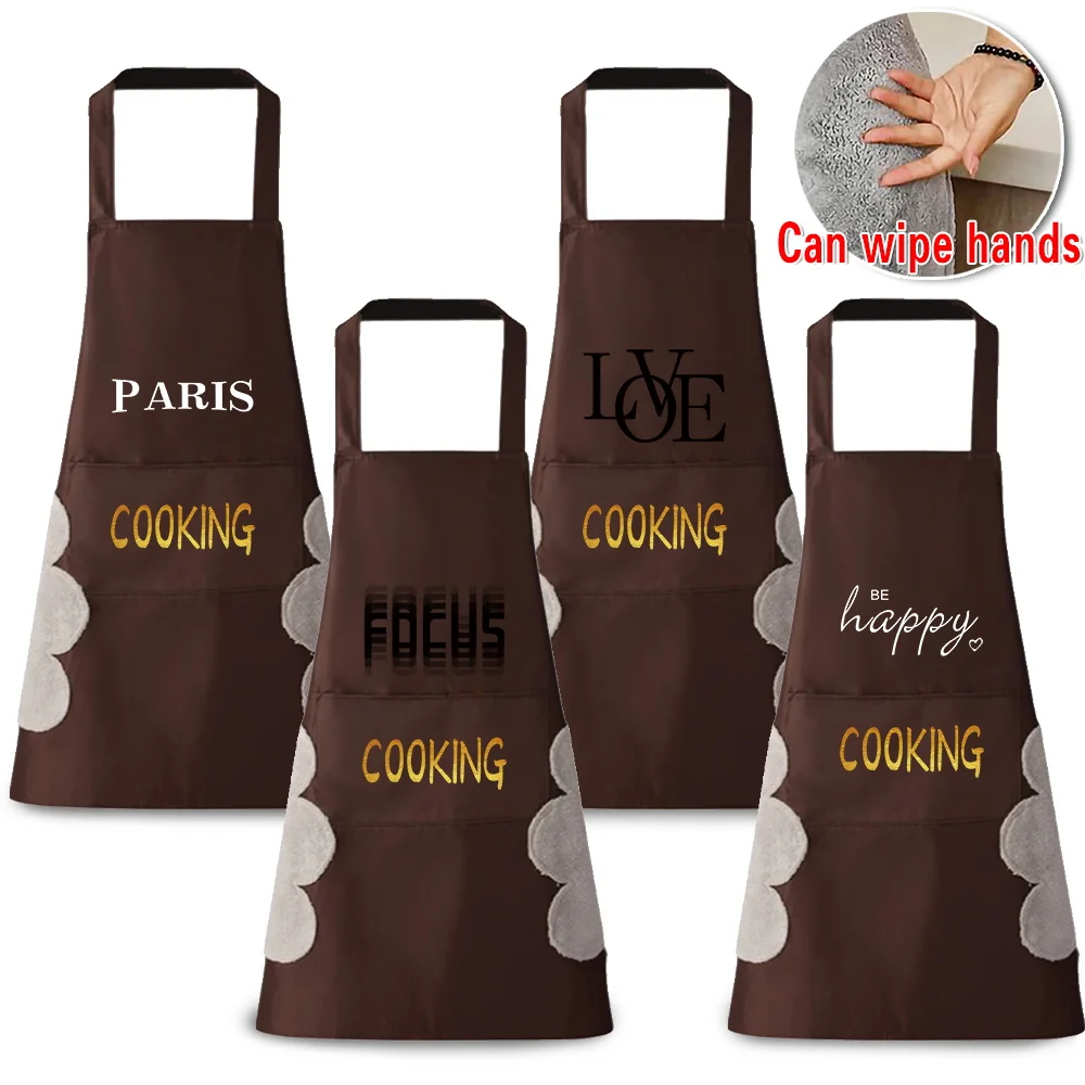 

Kitchen Aprons for Woman Men Chef Work Waterproof Apron Grill Restaurant Clean Uniform Text Pattern Beauty Nails Work Clothes