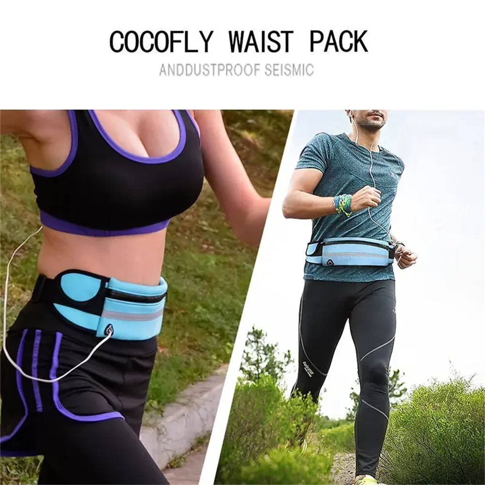 Multifunctional Running Waist Bag with Reflective Strips Waterproof Phone Pouch and Bottle Holder for Outdoor Activities and Spo