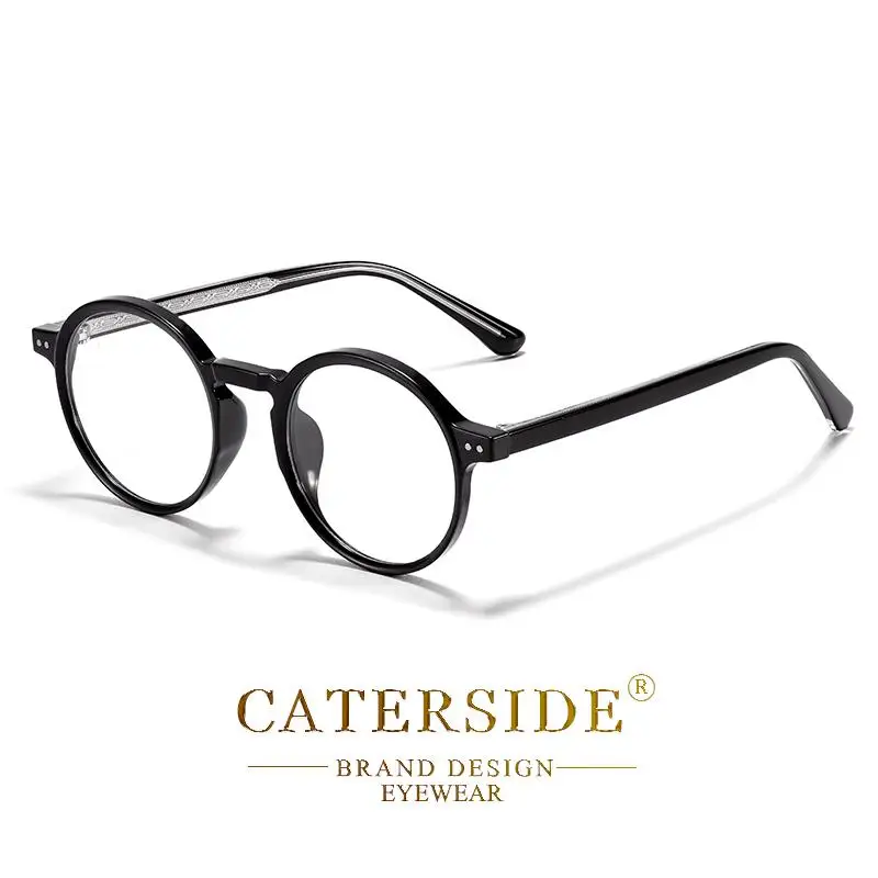 CATERSIDE Retro Männer Brille Runde Hohe Qualität TR90 Rahmen Rezept Brillen Rahmen Frauen Null-Power Objektiv Computer Gläser – Detail 11