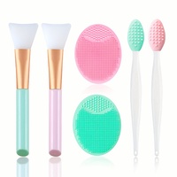 6 Pieces Face Brush Set, Manual Silicone Exfoliating Lip Brush Nose Cleansing Brush and Mask Brush for Facial Skin Care。
