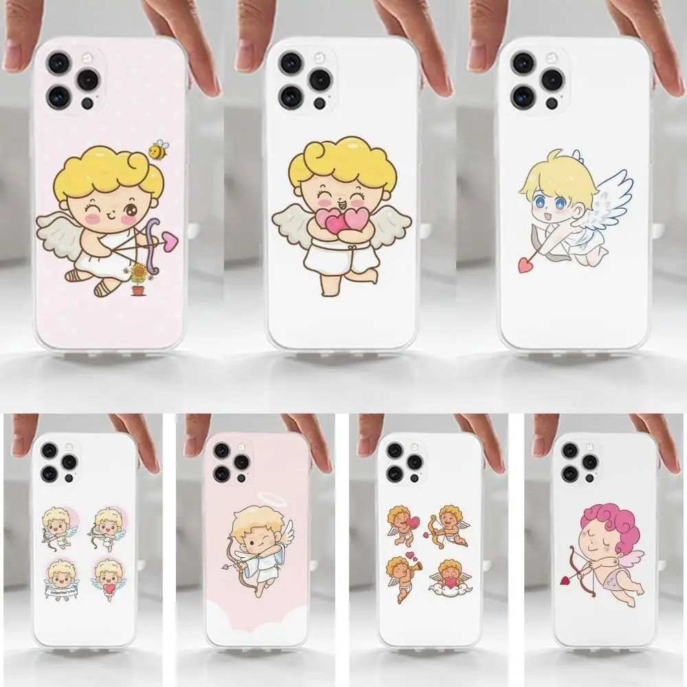 

Valentine Angel Cupid Phone Case For iPhone 16,15,14,13,12,11 Plus,Pro,Max,XR,XS,X,7,8 Plus,SE,Mini,Transparent,Silicone Case