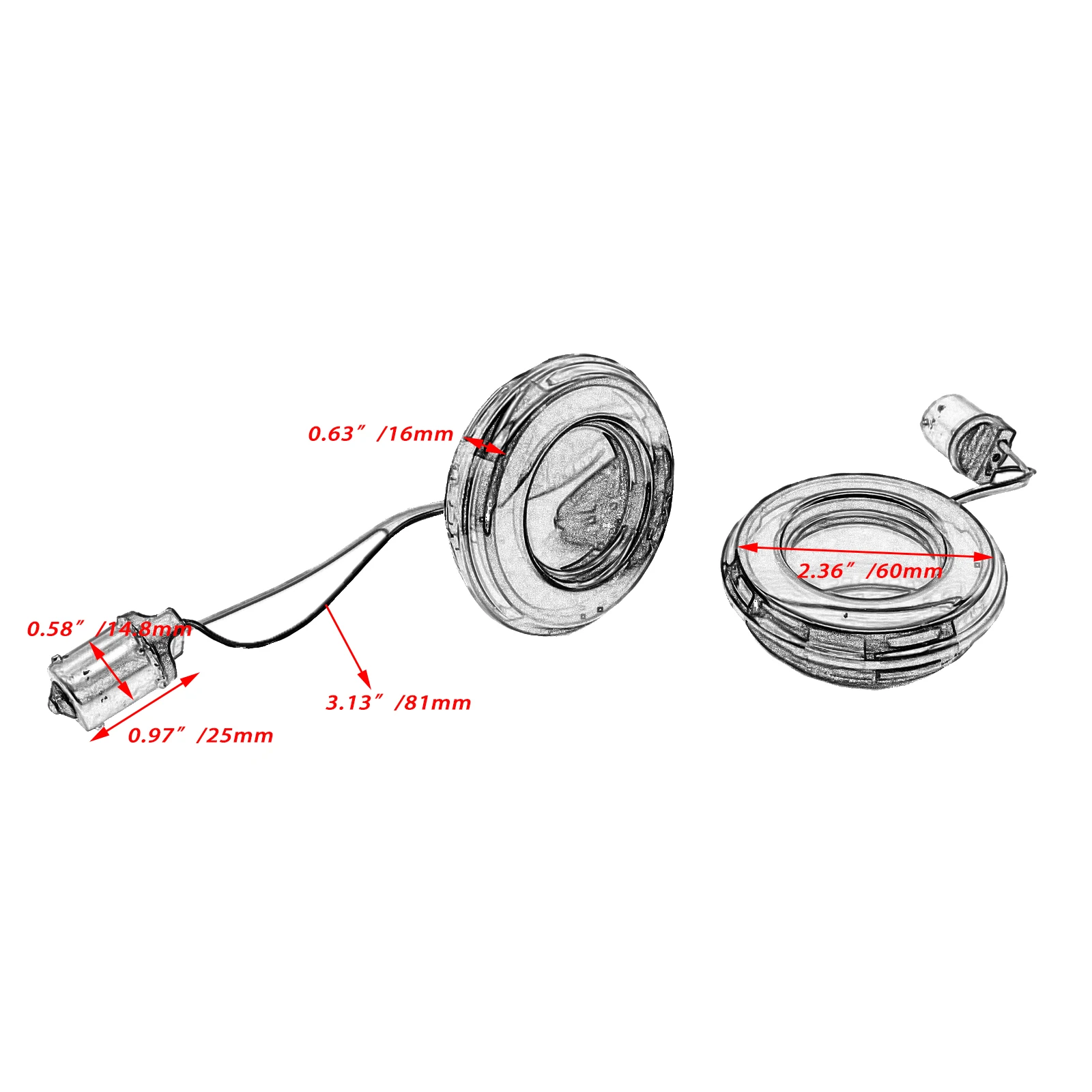 Motorcycle 1156 LED Turn Signal Light Rear 2 Inch Bullet Style For Harley Softail Touring Dyna Fat Boy Sportster Road King