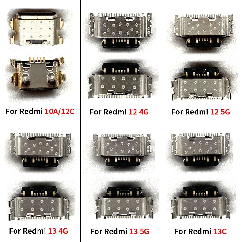 50 قطعة ، مايكرو USB نوع C شحن ميناء حوض موصل ل Xiaomi Redmi 12C 10A 12 13 13C ملاحظة 13 12 برو زائد 5G المقبس الاتصال