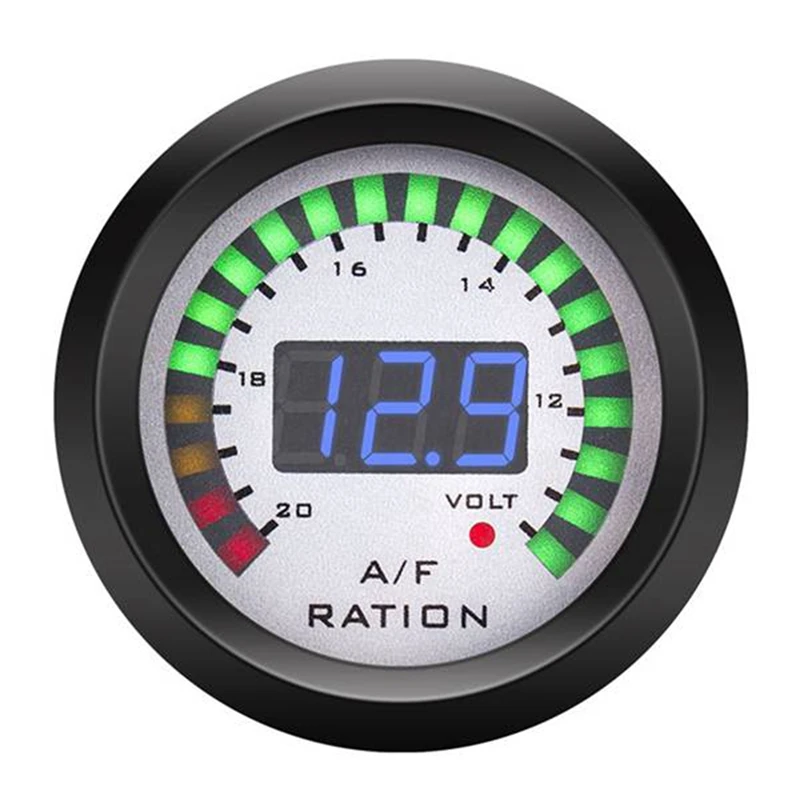 2 In 1 Air Fuel Ratio Gauge Voltmeter 12V 52Mm Digital Car AFR Volt Meter Indicator Voltage Gauge With O2 Oxygen Sensor