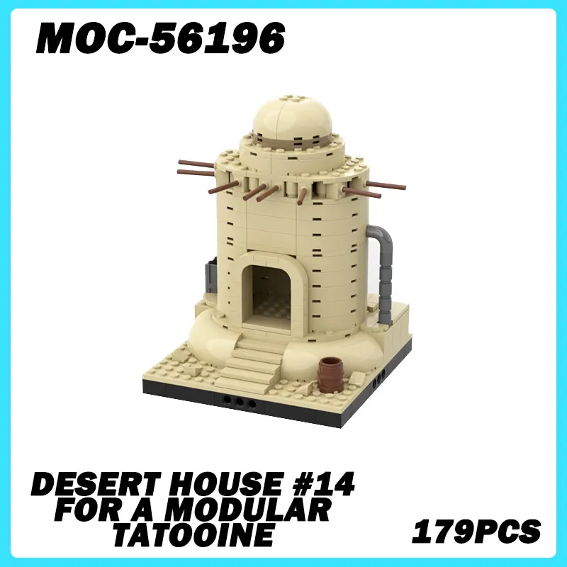 MOC-56196 Micro Architecture Series Desert House Building Blocks DIY Model Bricks Puzzle Toys Small Brick Xmas Gifts 179PCS