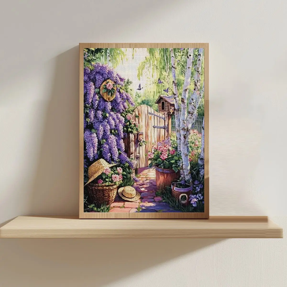 1pc 30X40CM/11.8*15.74inch Flower Fence Stamped Cross Stitch Kit DIY Kit 11/14/16CT DIY Embroidered Set DIY Cross-Stitch Set