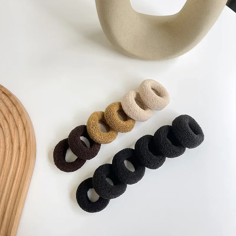 6pcs/bag Korean High Elastic Hair Bands Thick Hair Rope Ring Updo Ties Headwear Girls Kids Women Girls Hair  Accessories