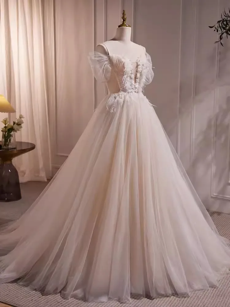 Vestido De novia De lujo con apliques De encaje, traje De baile con hombros descubiertos, estilo mexicano, imagen Real, novedad