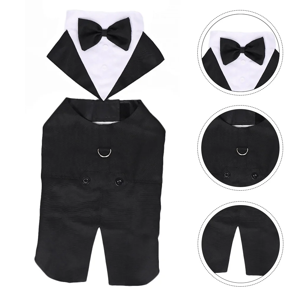 

Pet Wedding Suit Formal Tuxedo Gentleman Cotton Bow Tie Decorative Buttons Formal Wear for Wedding Party Cosplay