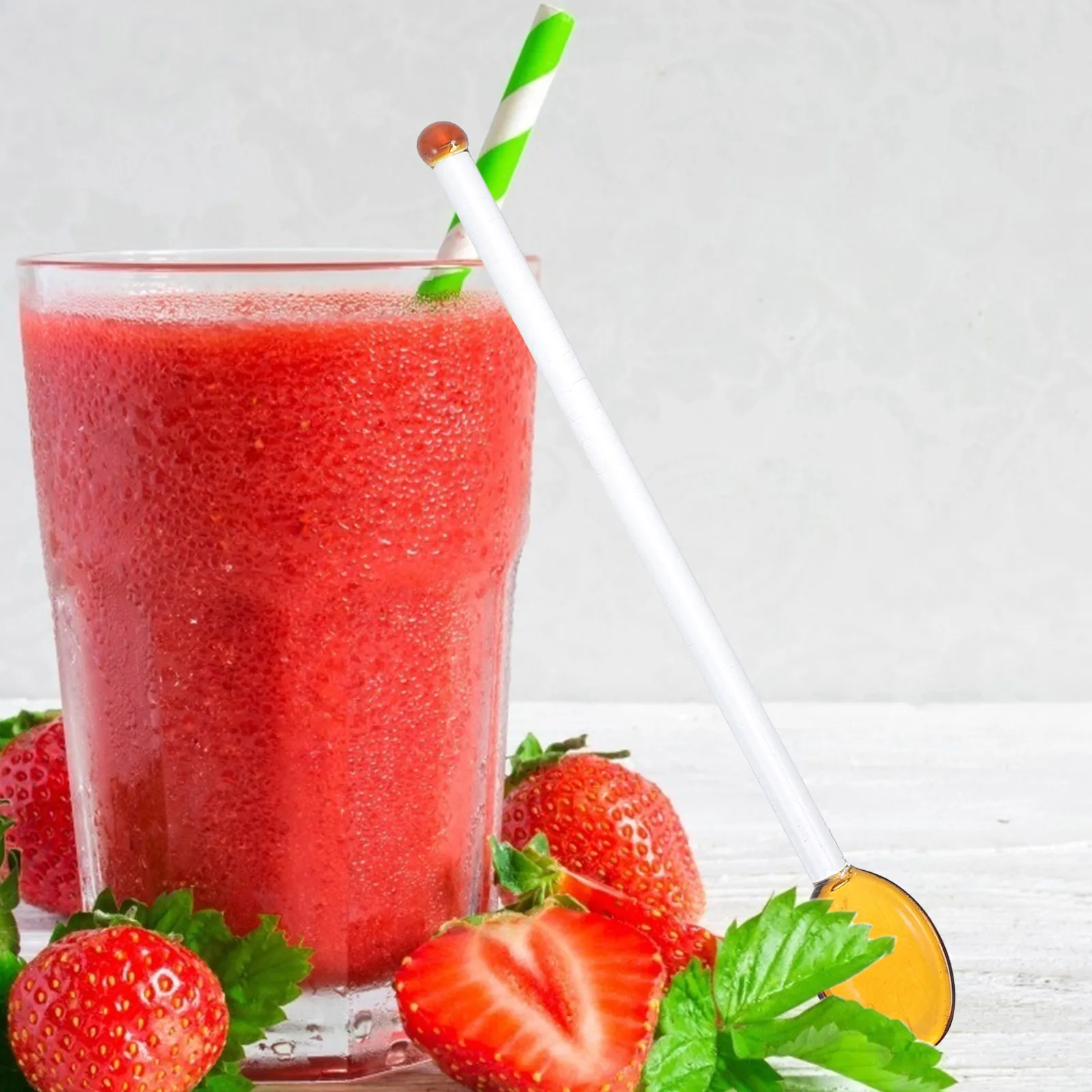 

6pcs Glass Stirring Sticks Transparent Long Handle Round Shape For Cocktails Juice Iced Tea Coffee Drinks Bar Kitchen Hotel Use