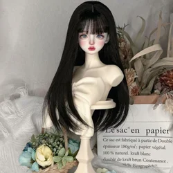 bjd Doll wig fits into 1/3 1/4 1/6 size black long straight hair high temperature silk wig doll accessories with bangs