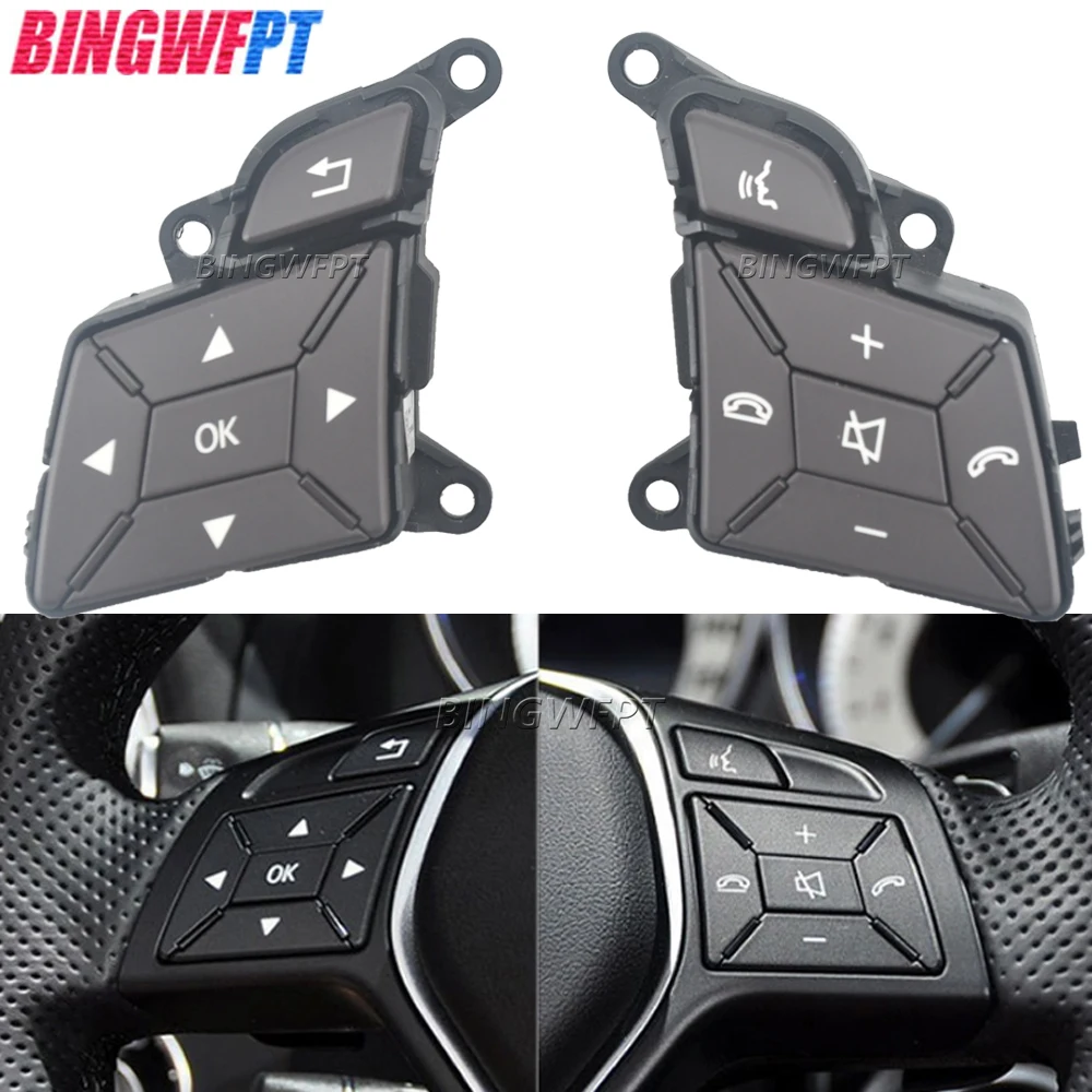 For Mercedes Benz W204 X204 W212 C E GLK Class Buttons Car Steering Wheel Cruise Control Switch Volume Bluetooth Control Buttons