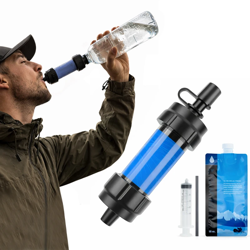 OEM Pocket Water Filtration System Outdoor Emergency Portable Personal Water Purifier for Hiking