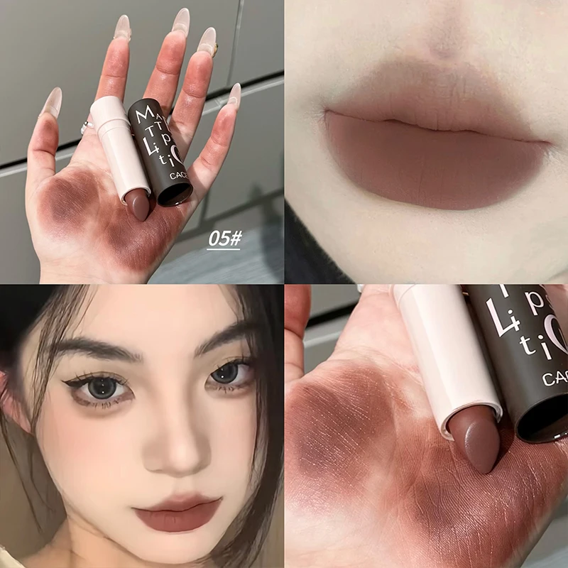 Lápices labiales mate desnudos resistentes al agua, 6 colores, lápiz labial de larga duración que no se decolora, lápices labiales sexis de terciopelo rojo y rosa, maquillaje cosmético Batom