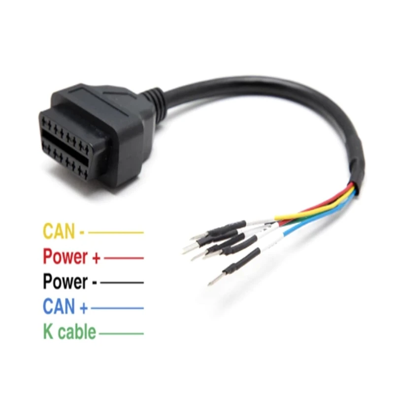 Conector OBD OBD2 de 16 Pines, Cable de diagnóstico hembra K, probador de puente de línea Can