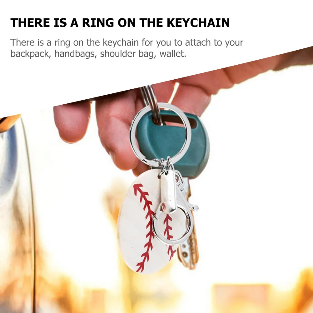 

Набор из 6 деревянных брелоков в виде бейсбольных мячей, креативные брелоки для ключей для мальчиков, спортивные тематические сувениры для вечеринок, подвески для сумок, декоративные украшения