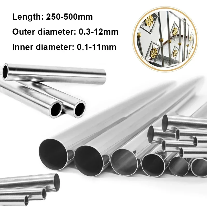 1-10pcs 250/500mm capillary 304 stainless steel round capillary 1-12mm seamless straight tube round capillary tube length