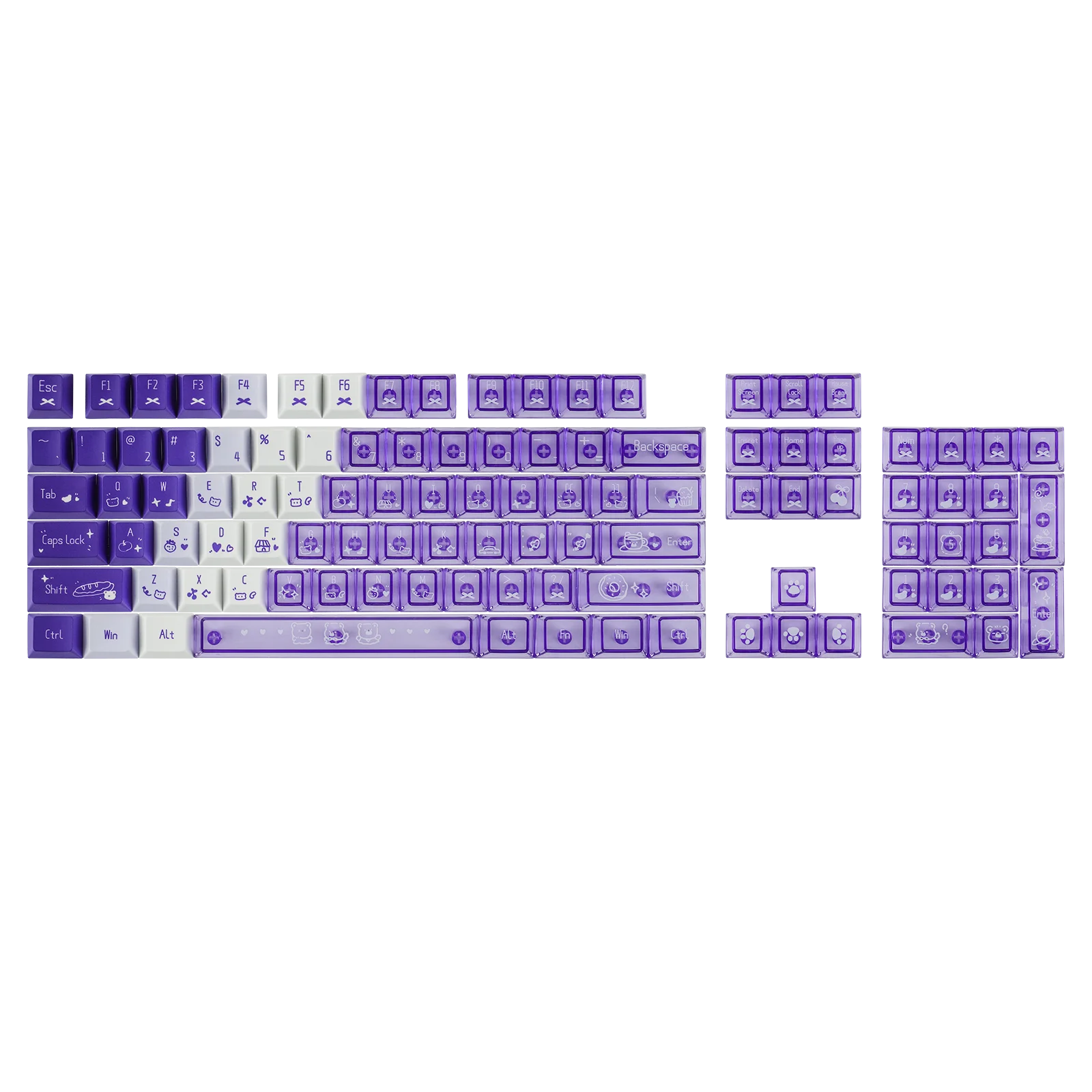 EPOMAKER DuoChrome Shine Through Keycap Set 150 Cherry Profile Dye Sublimation+UV Print Keys Compatible with MX Structure Keycap