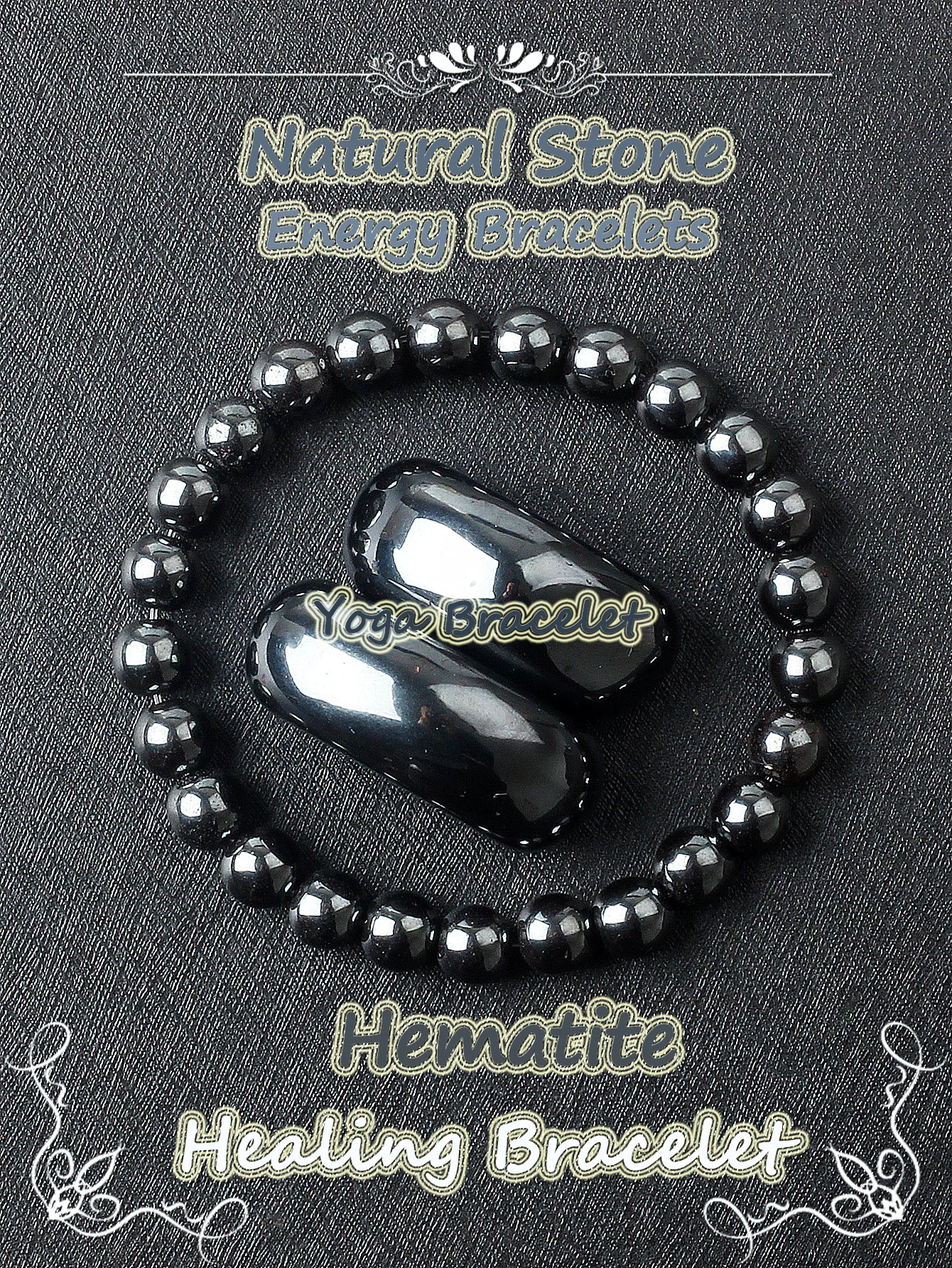 Original Hematite Beaded Bracelet Men Women Natural Hematite Stone Pyrite Ore Strand Energy Bangle Slimming Health Care Jewelry