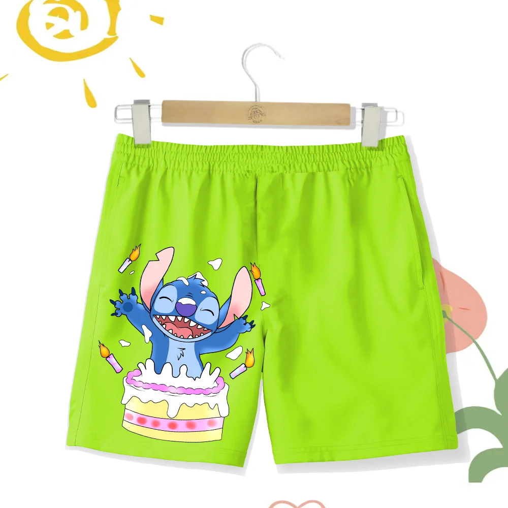 2024 Children's High Quality Beach Pants 2D Cartoon Print Birthday Stitch Comfortable and Breathable Soft Multi Color Shorts