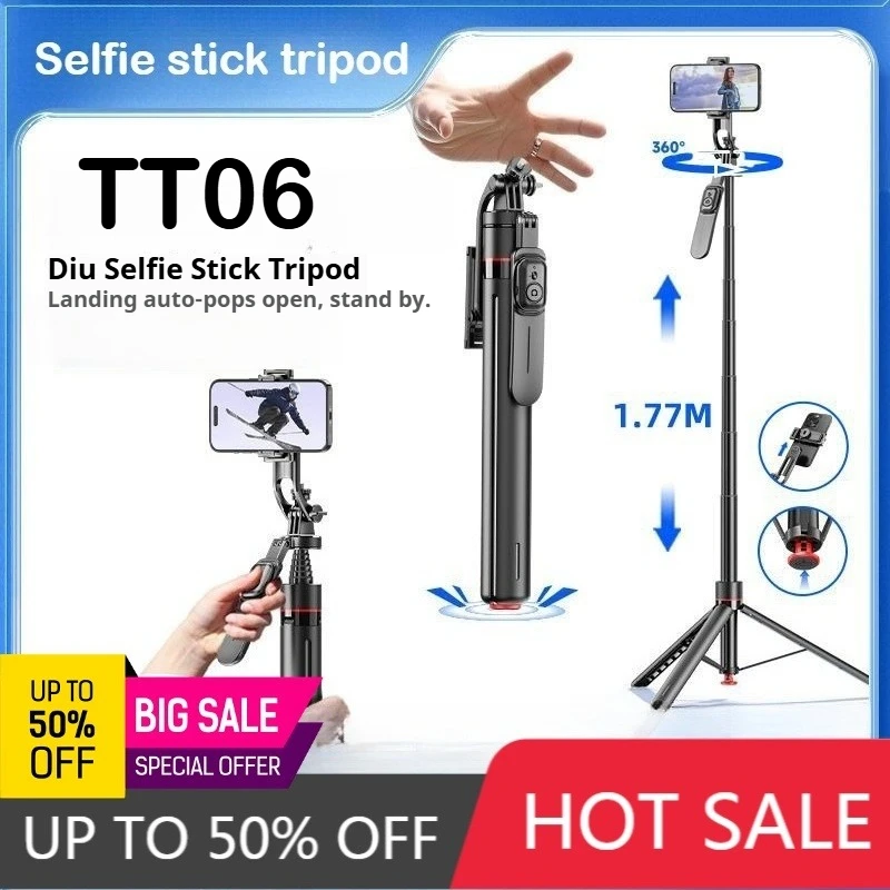 

TT06 Travel Tripod with Mobile Phone Holder and Anti Shake Expandable Selfie Stick TT06