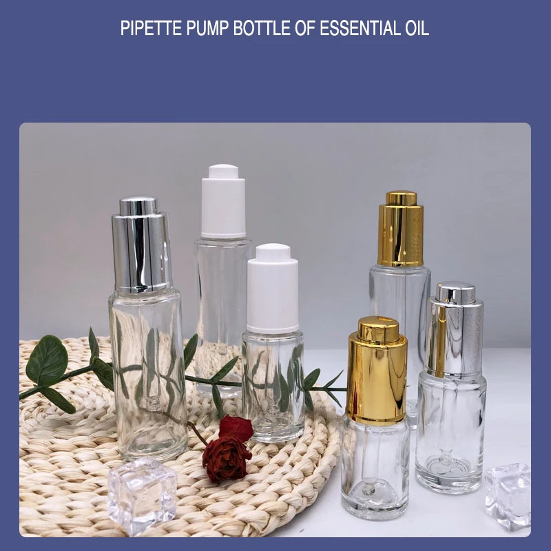 15/20/30/50 مللي زجاجة قطارة زجاجية قابلة لإعادة الملء الزيوت الأساسية العطور زجاجات مستحضرات التجميل الفارغة غطاء نوع الضغط