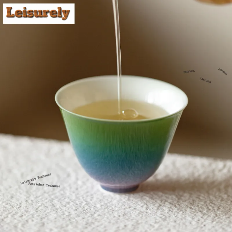 30ml Dream Green Shadow Teacup Luxury Tea Bowl Water Jug Tea-tasting Fragrance Cup Jianzhan Master Cups Tableware Decoration
